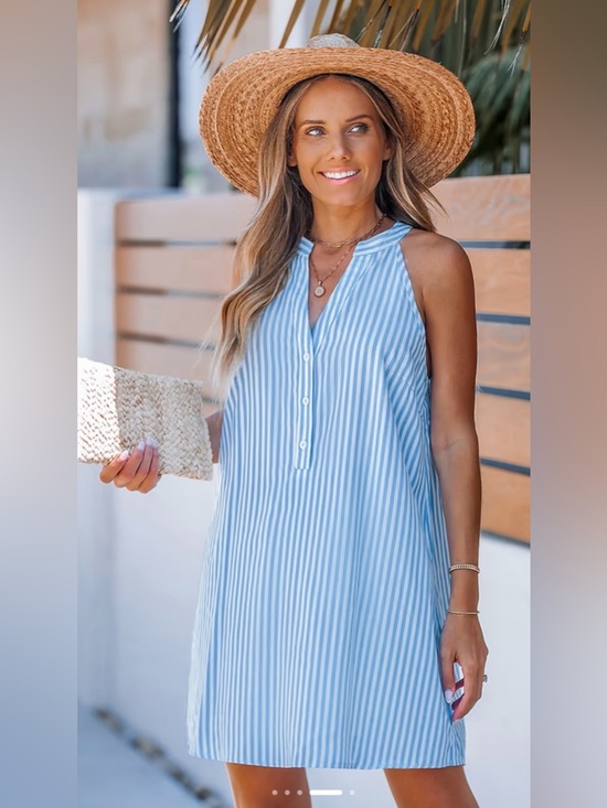 Cupshe Dresses & Skirts - Cupshe Sleeveless Blue & White Striped Summer Dress Size Medium